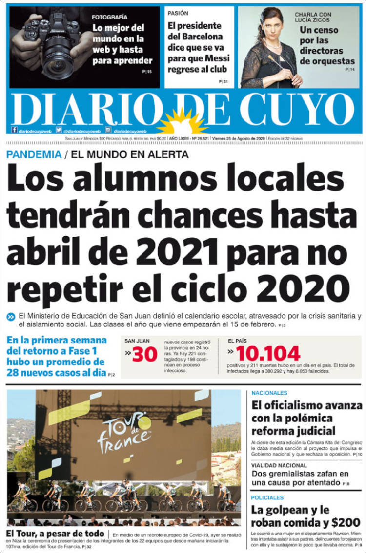 Portada de Diario de Cuyo (Argentina)
