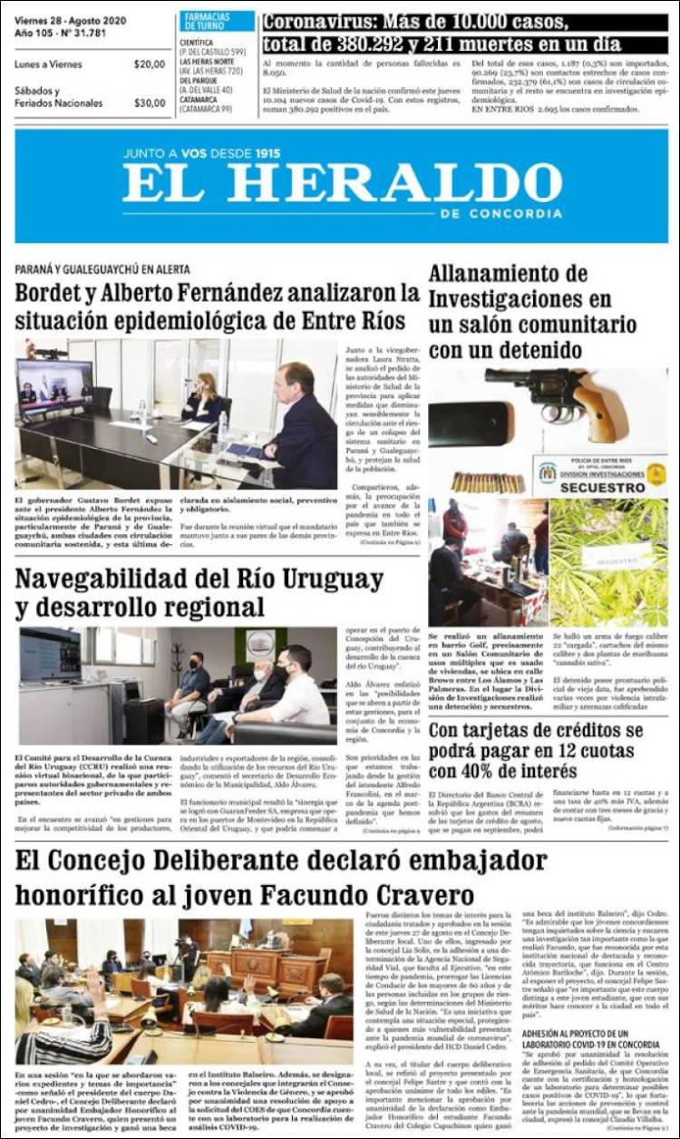 Portada de El Heraldo de Concordia (Argentina)