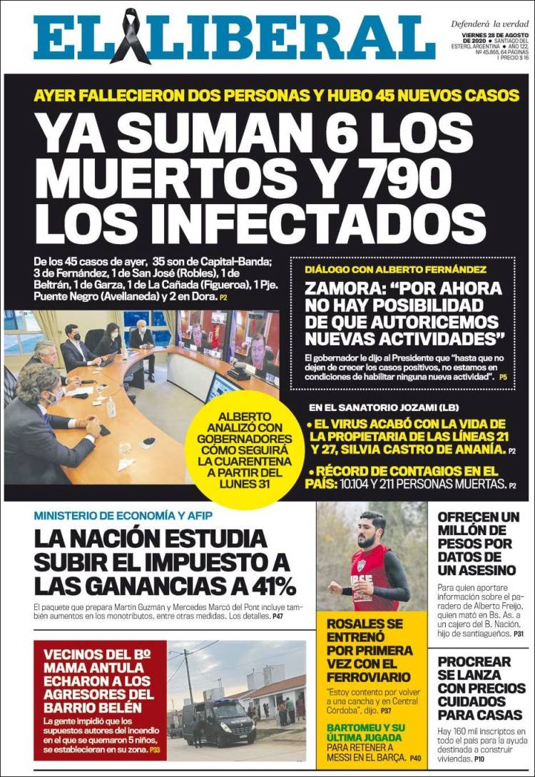 Portada de Diario El Liberal (Argentina)