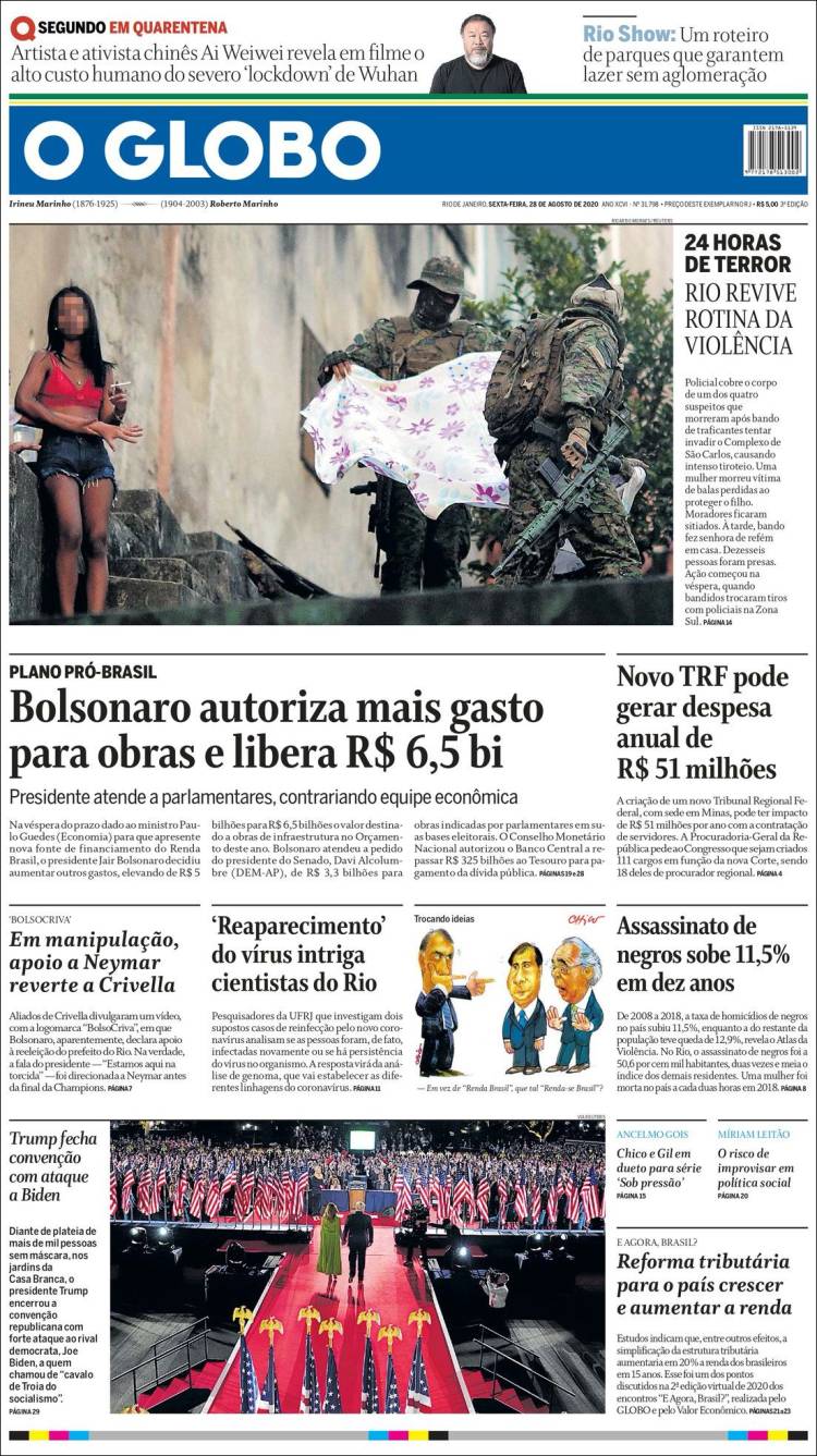 Portada de O Globo (Brasil)