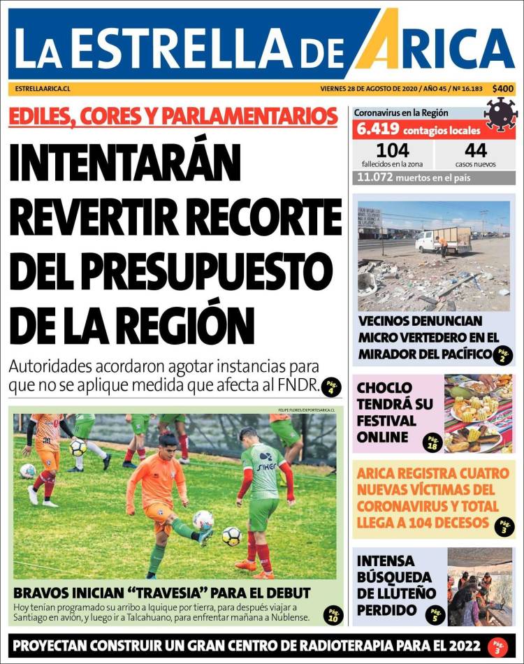 Portada de La Estrella de Arica (Chile)