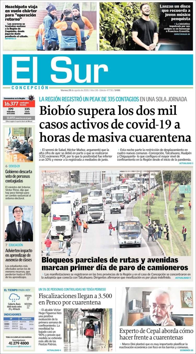 Portada de El Sur (Chile)
