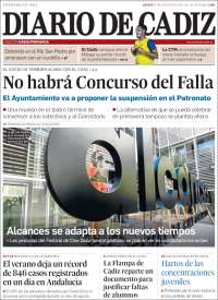 Portada de Diario de Cádiz (España)