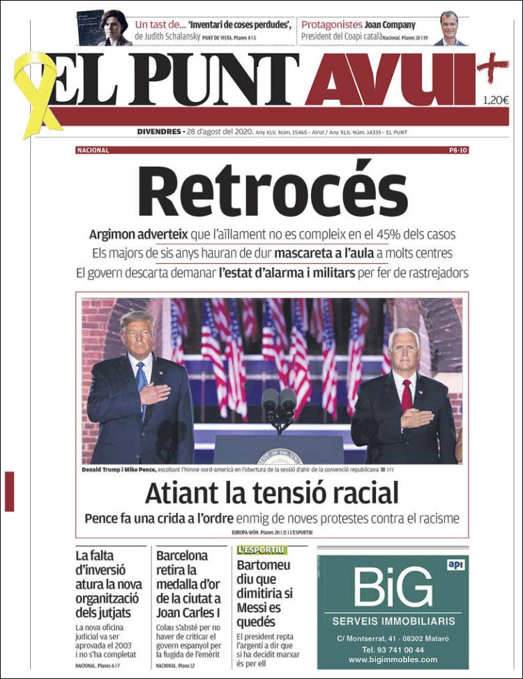 Portada de El Punt Avui (Espa&ntilde;a)
