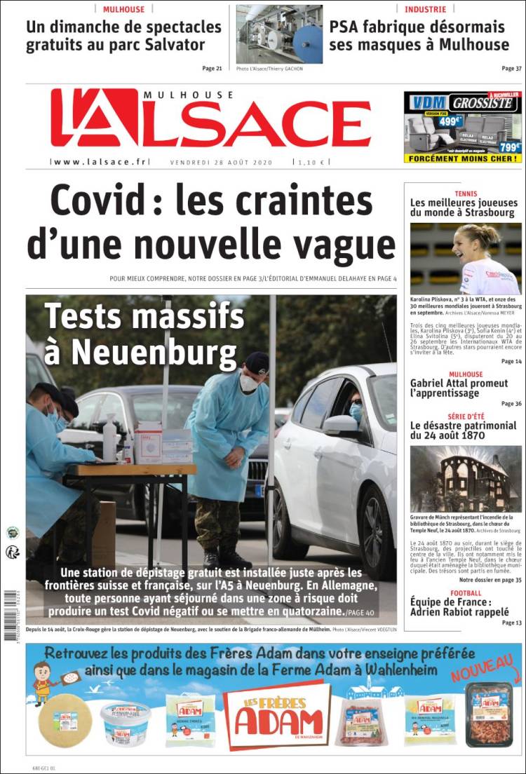 Portada de Journal L'Alsace (Francia)