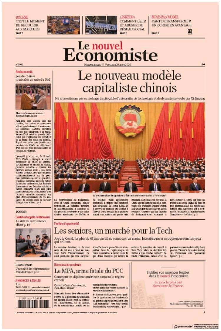 Portada de Le nouvel Economiste (Francia)