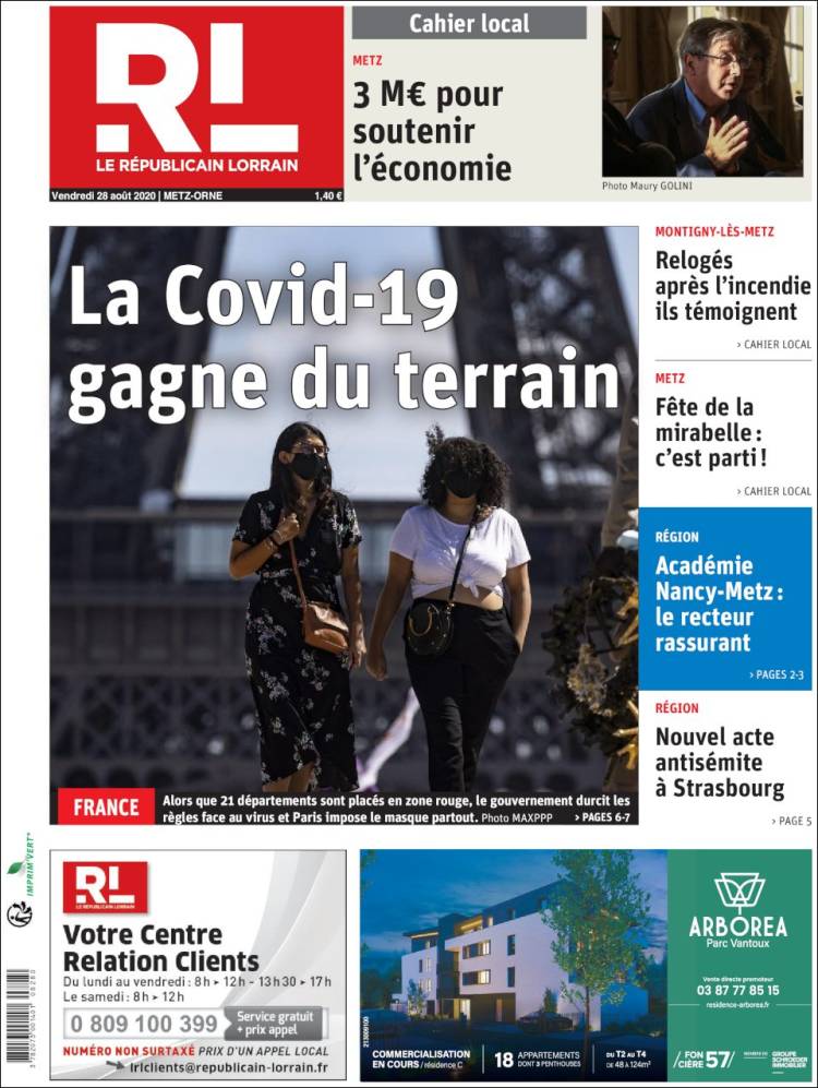 Portada de Le Republicain Lorrain (Francia)