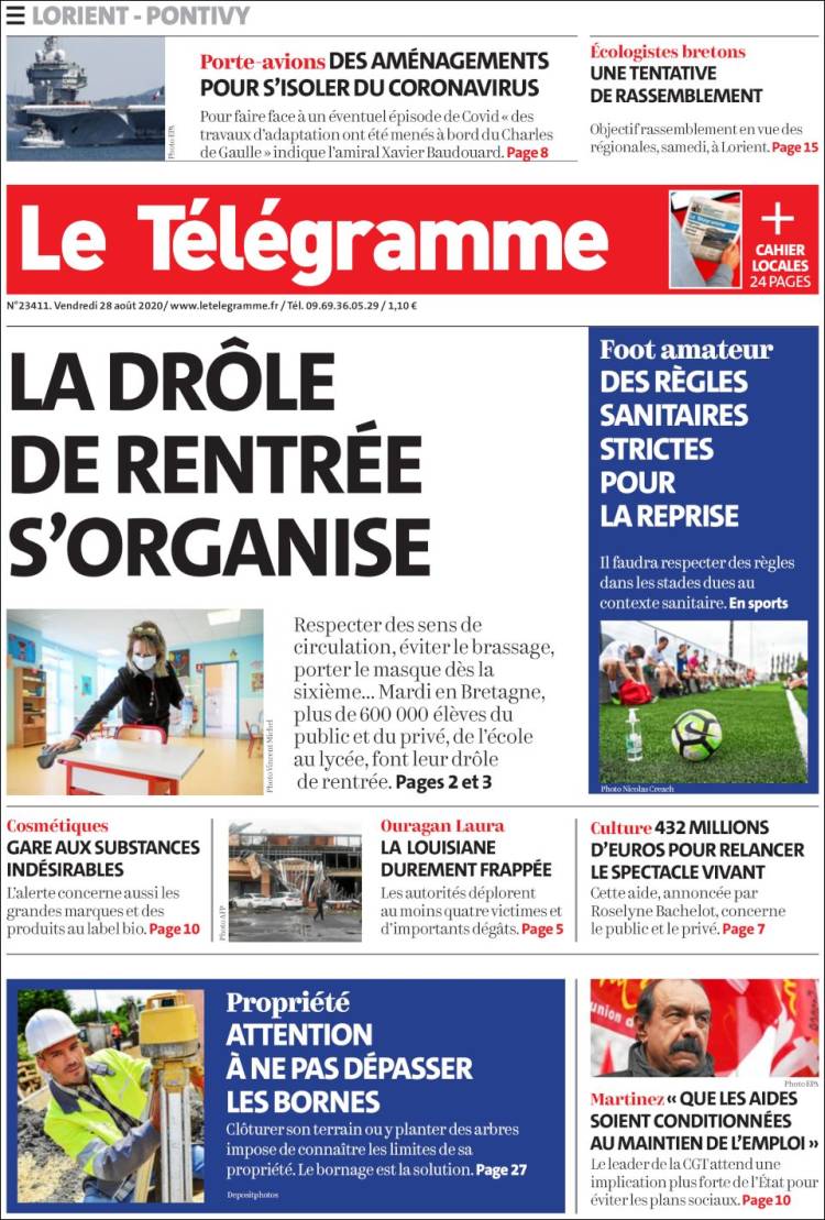 Portada de Télégramme (Francia)