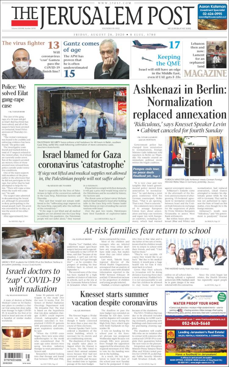 Portada de The Jerusalem Post (Israel)