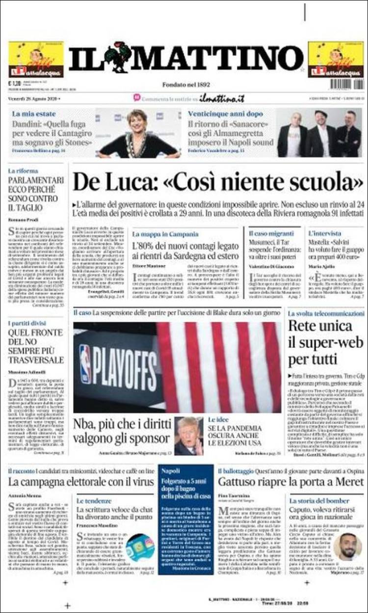 Portada de Il Mattino (Italia)