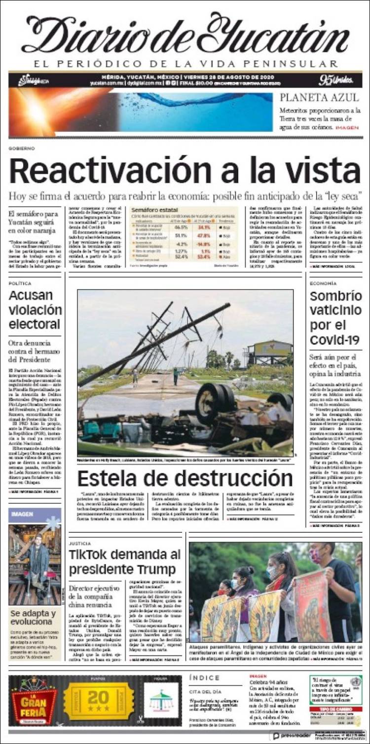 Portada de Diario de Yucatán (M&eacute;xico)
