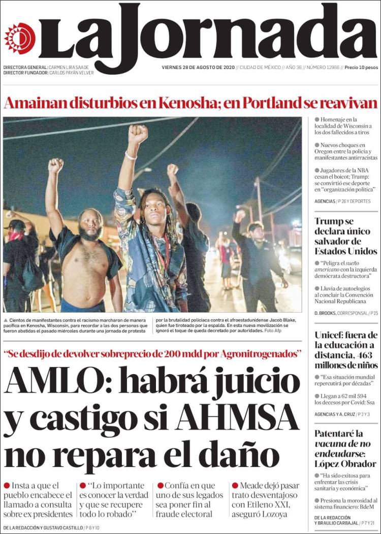 Portada de La Jornada (M&eacute;xico)