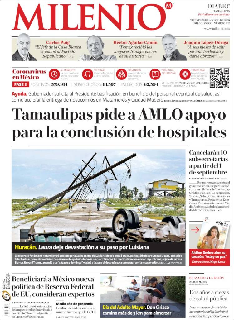 Portada de Milenio - Tamaulipas (M&eacute;xico)