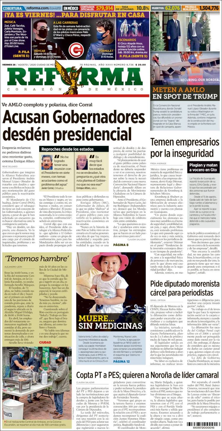 Portada de Reforma (M&eacute;xico)