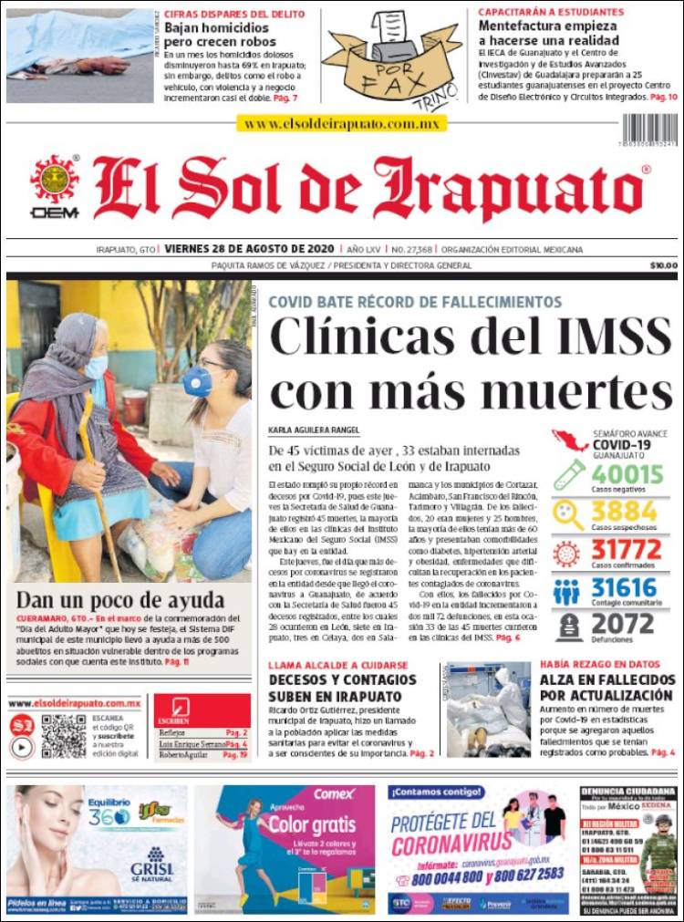 Portada de El Sol de Irapuato (M&eacute;xico)