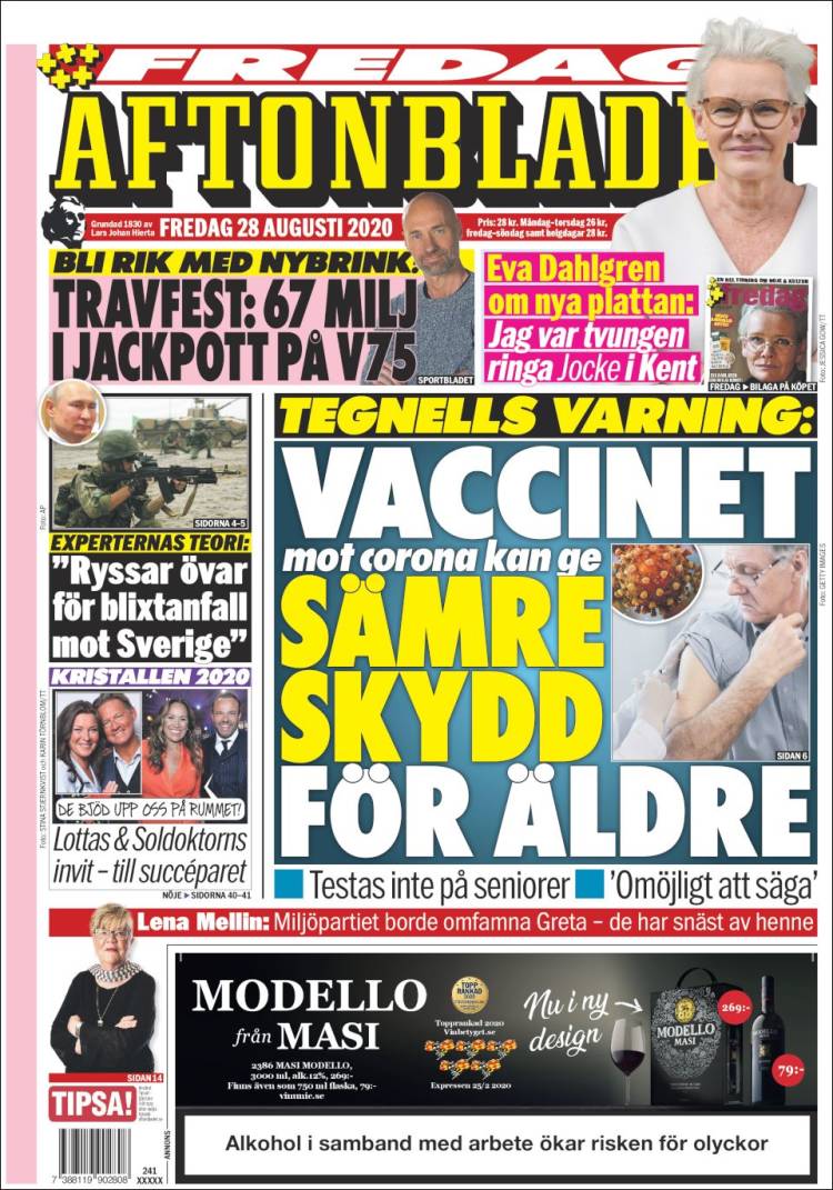 Portada de Aftonbladet (Suecia)