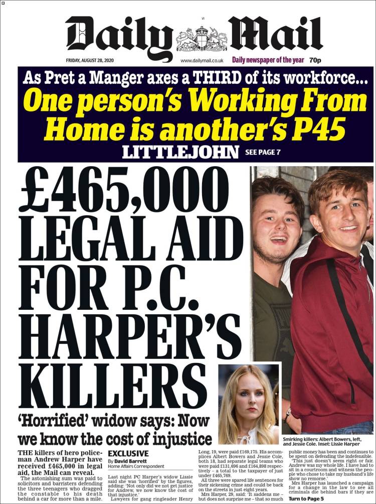 Portada de Daily Mail (Reino Unido)