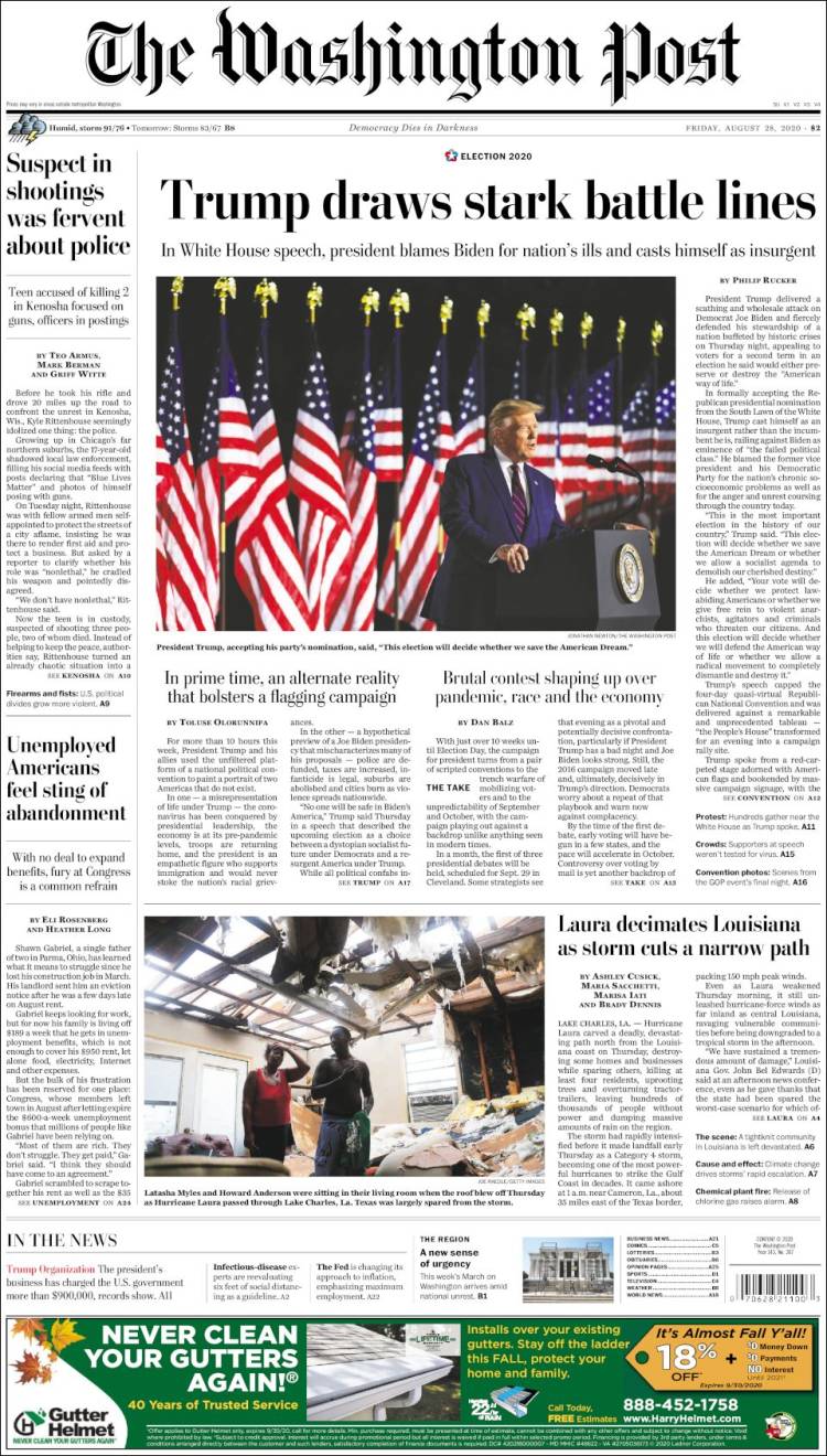 Portada de The Washington Post (USA)