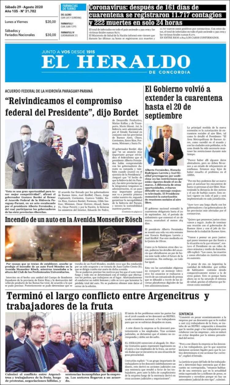 Portada de El Heraldo de Concordia (Argentina)