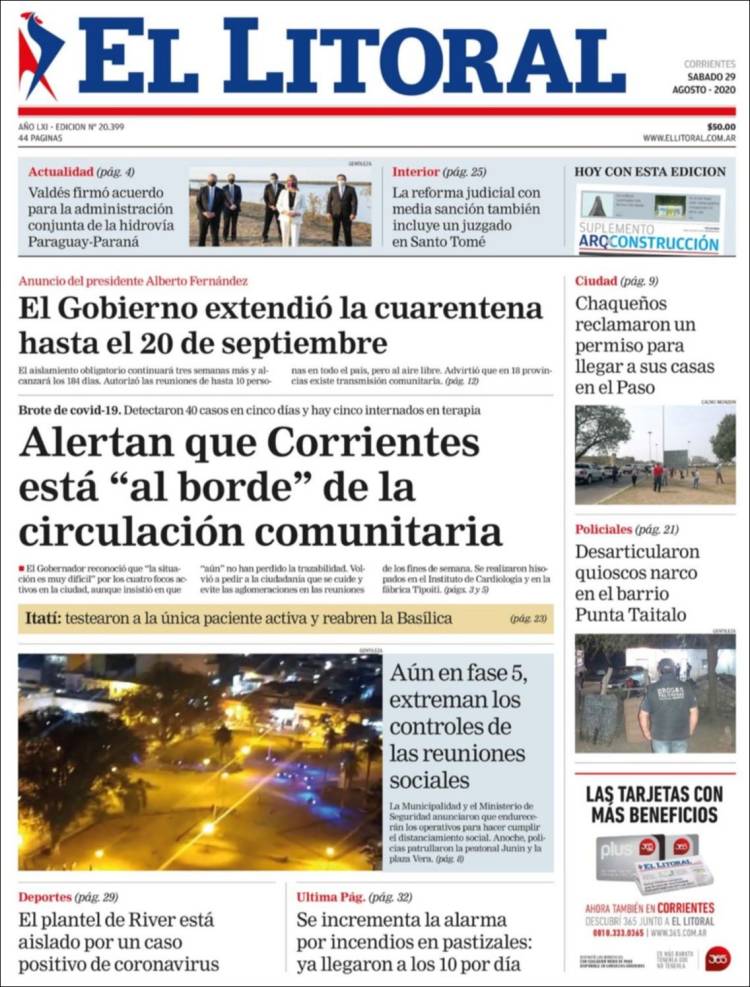 Portada de El Litoral Corrientes (Argentina)