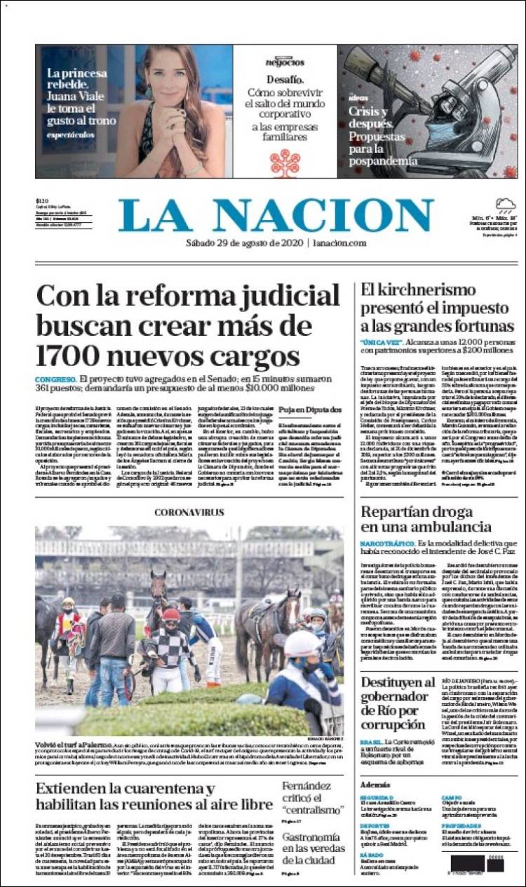 Portada de La Nación (Argentina)
