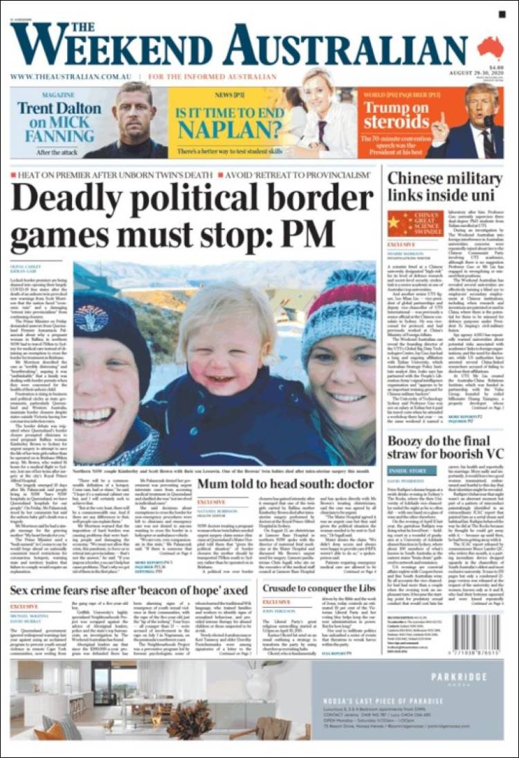 Portada de The Australian (Australia)