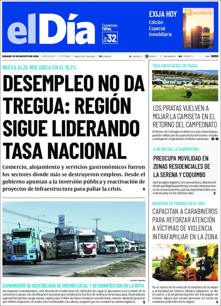 Portada de El Día (Chile)