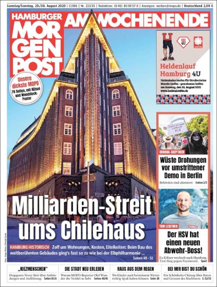 Portada de Hamburger Morgenpost  (Alemania)
