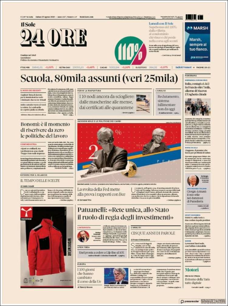 Portada de Il Sole 24 ORE (Italia)