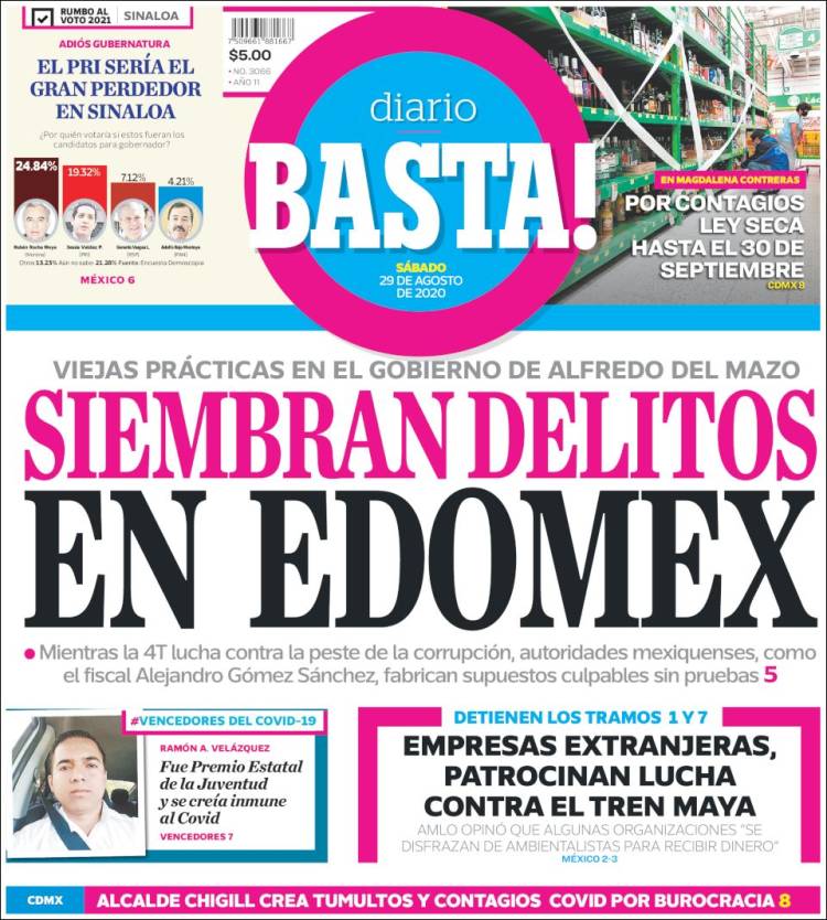 Portada de Diario Basta (México)