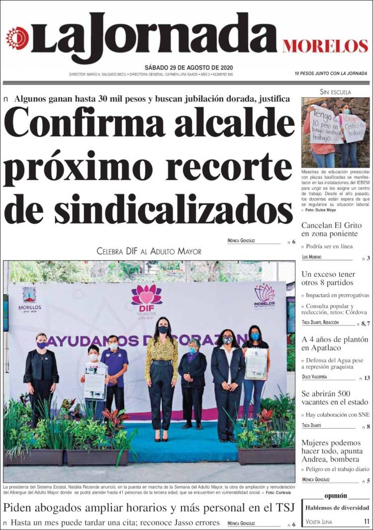 Portada de La Jornada - Morelos (Mexico)