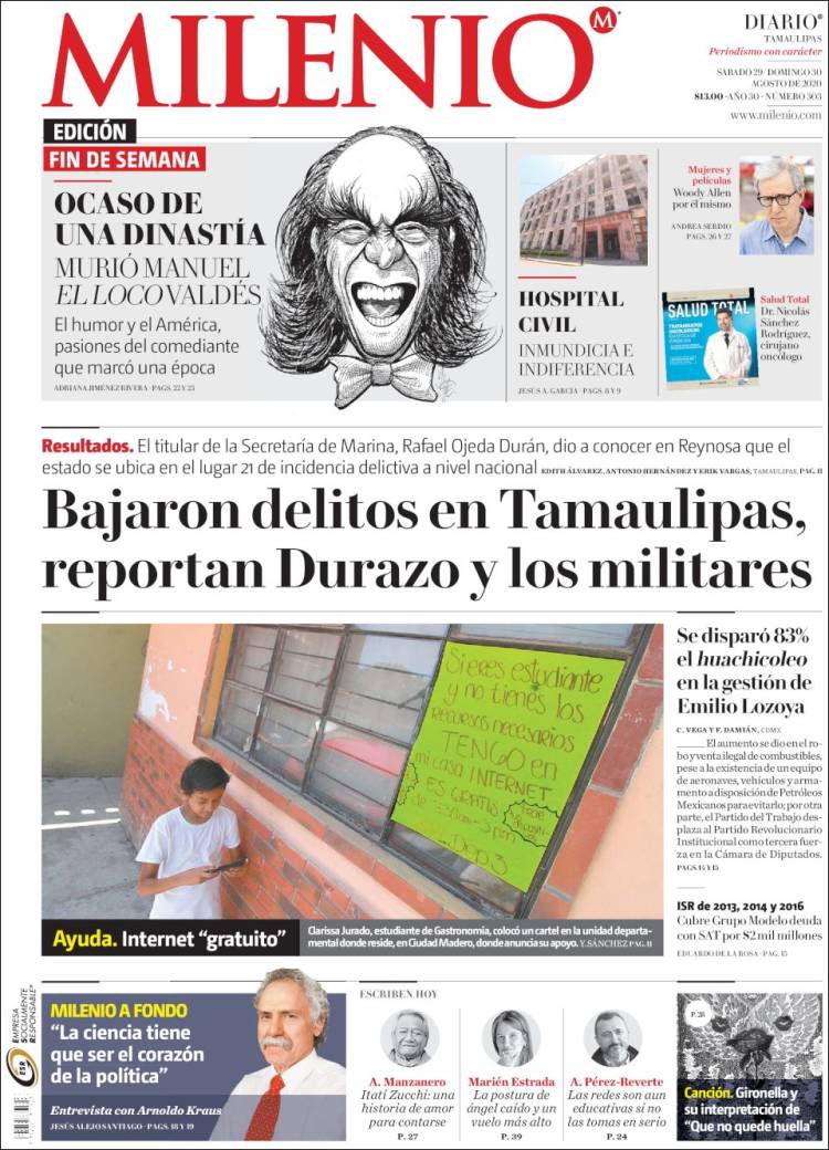 Portada de Milenio - Tamaulipas (México)