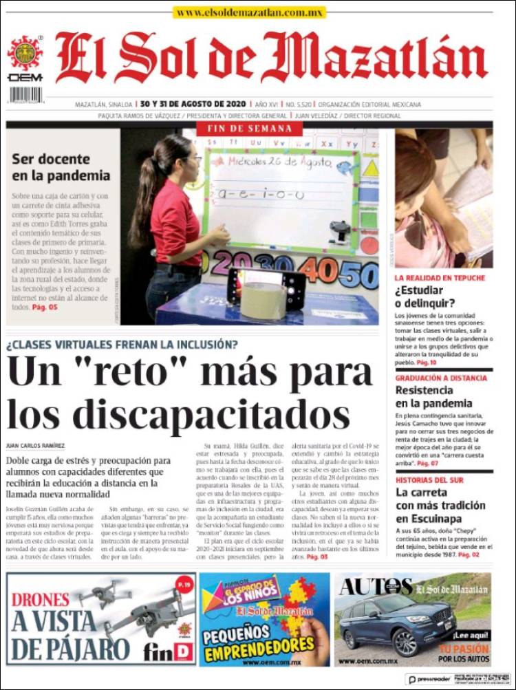 Portada de El Sol de Mazatlán (Mexico)