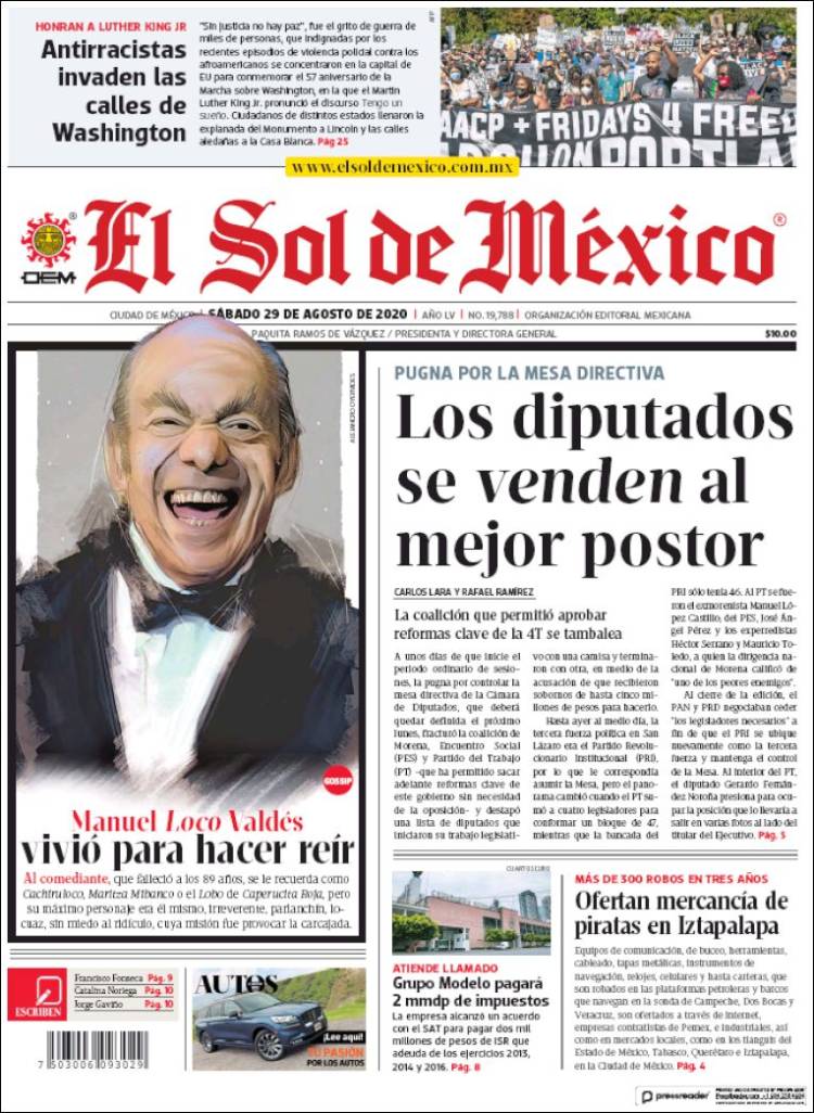 Portada de El Sol de México (Mexico)