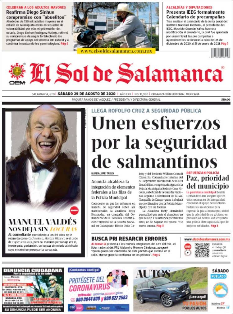 Portada de El Sol de Salamanca (Mexico)