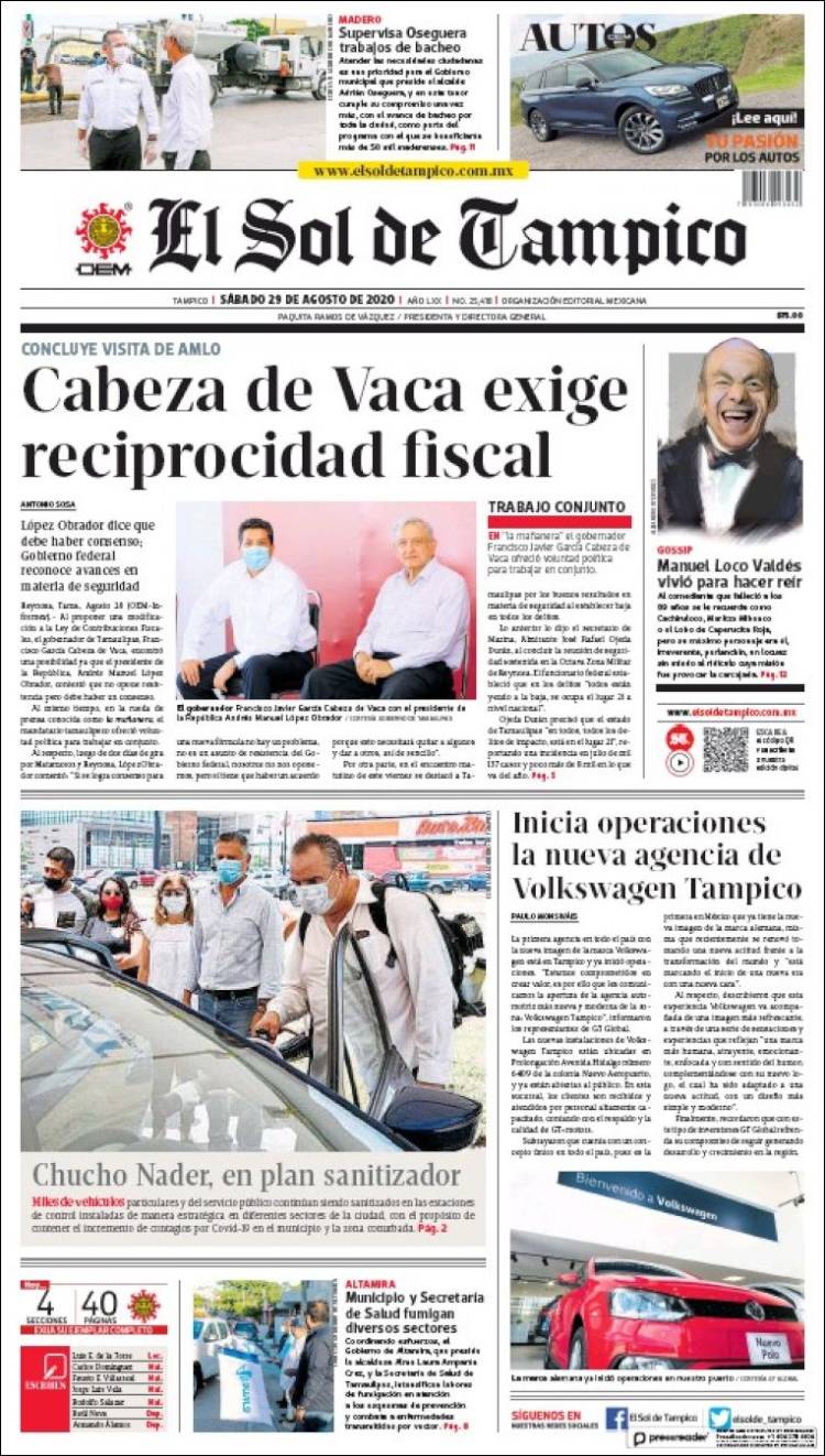 Portada de El Sol de Tampico (Mexico)