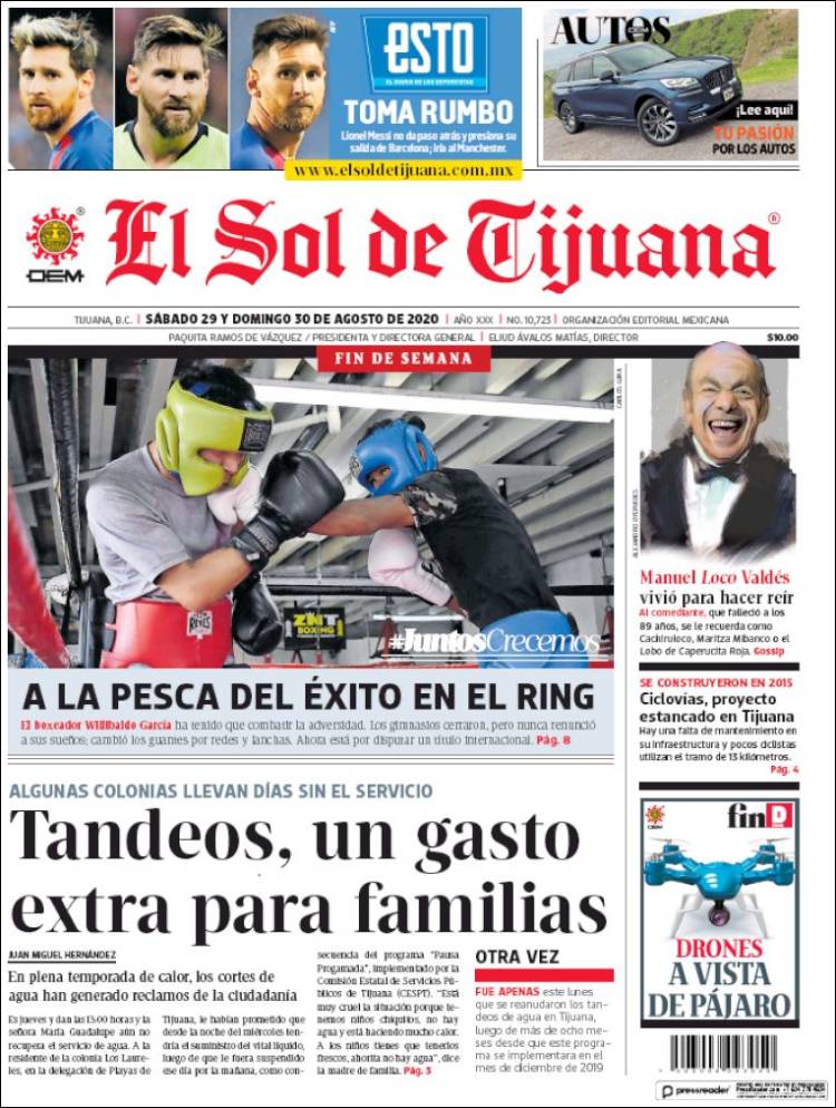 Portada de El Sol de Tijuana (México)