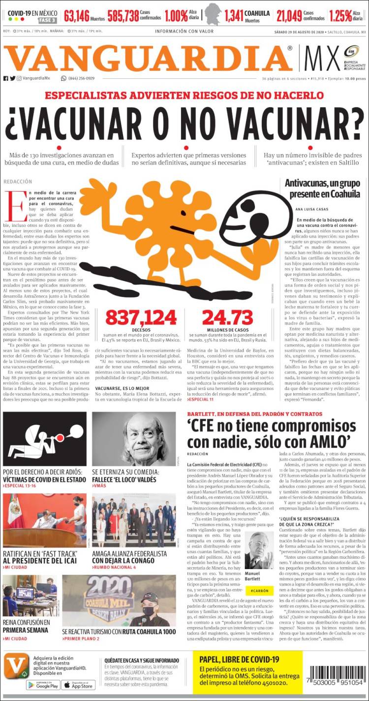 Portada de Vanguardia (Mexico)