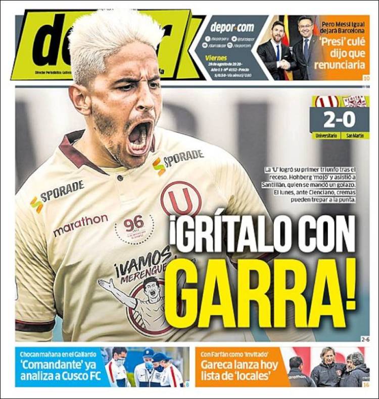 Portada de Depor (Per&uacute;)