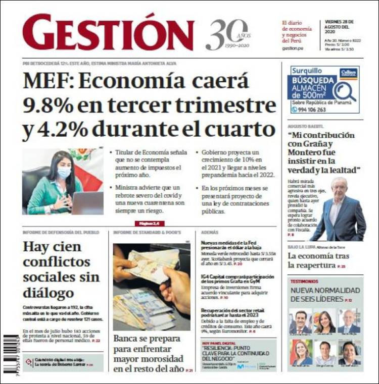 Portada de Diario Gestión (Per&uacute;)