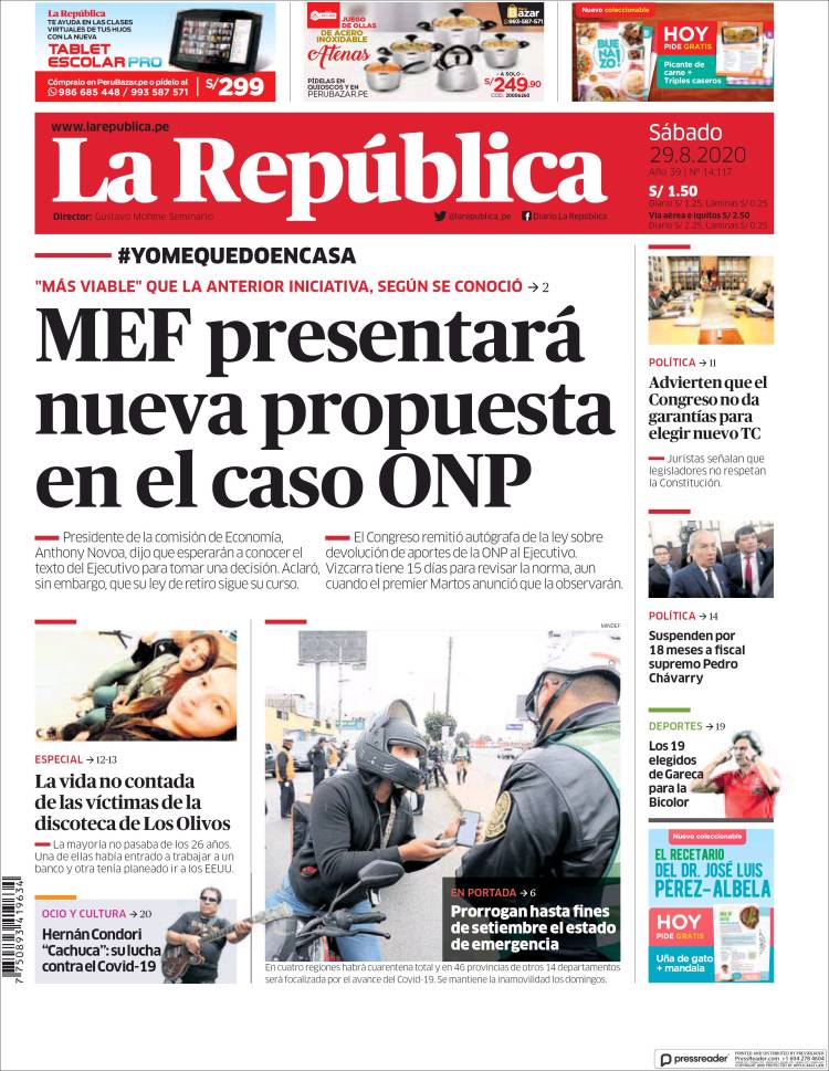 Portada de La Republica (Per&uacute;)