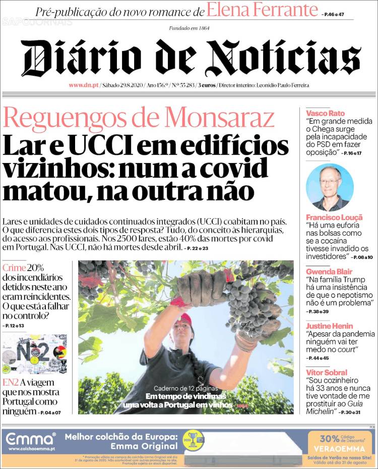 Portada de Diário de Noticias (Portugal)