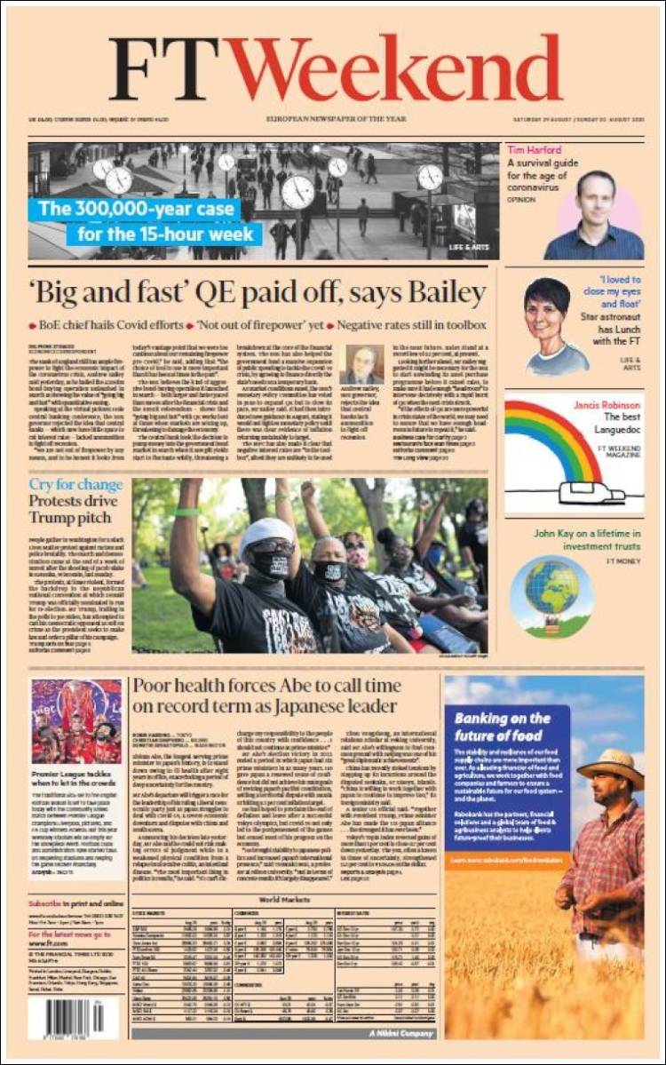 Portada de Financial Times (Reino Unido)