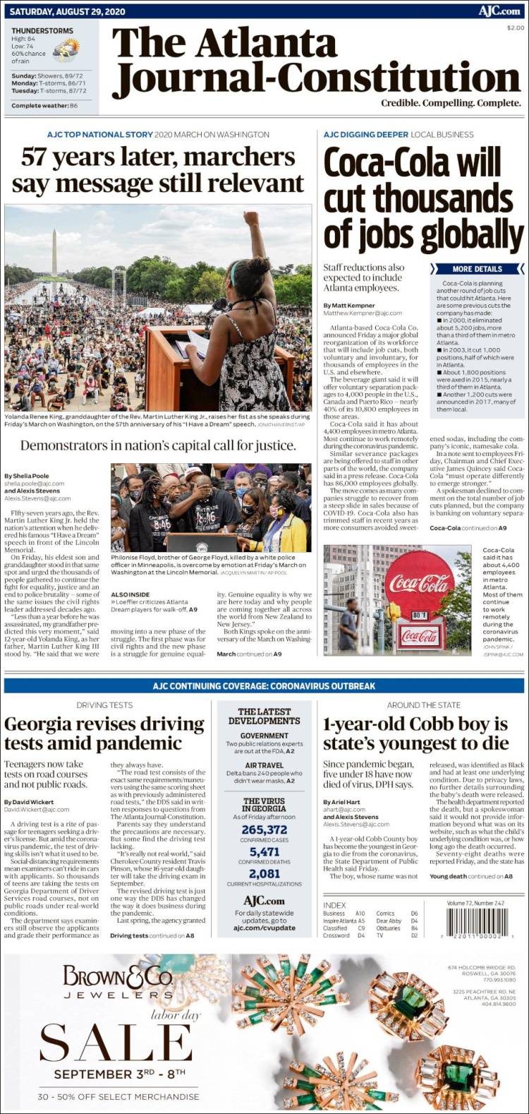 Portada de The Atlanta Journal-Constitution (USA)