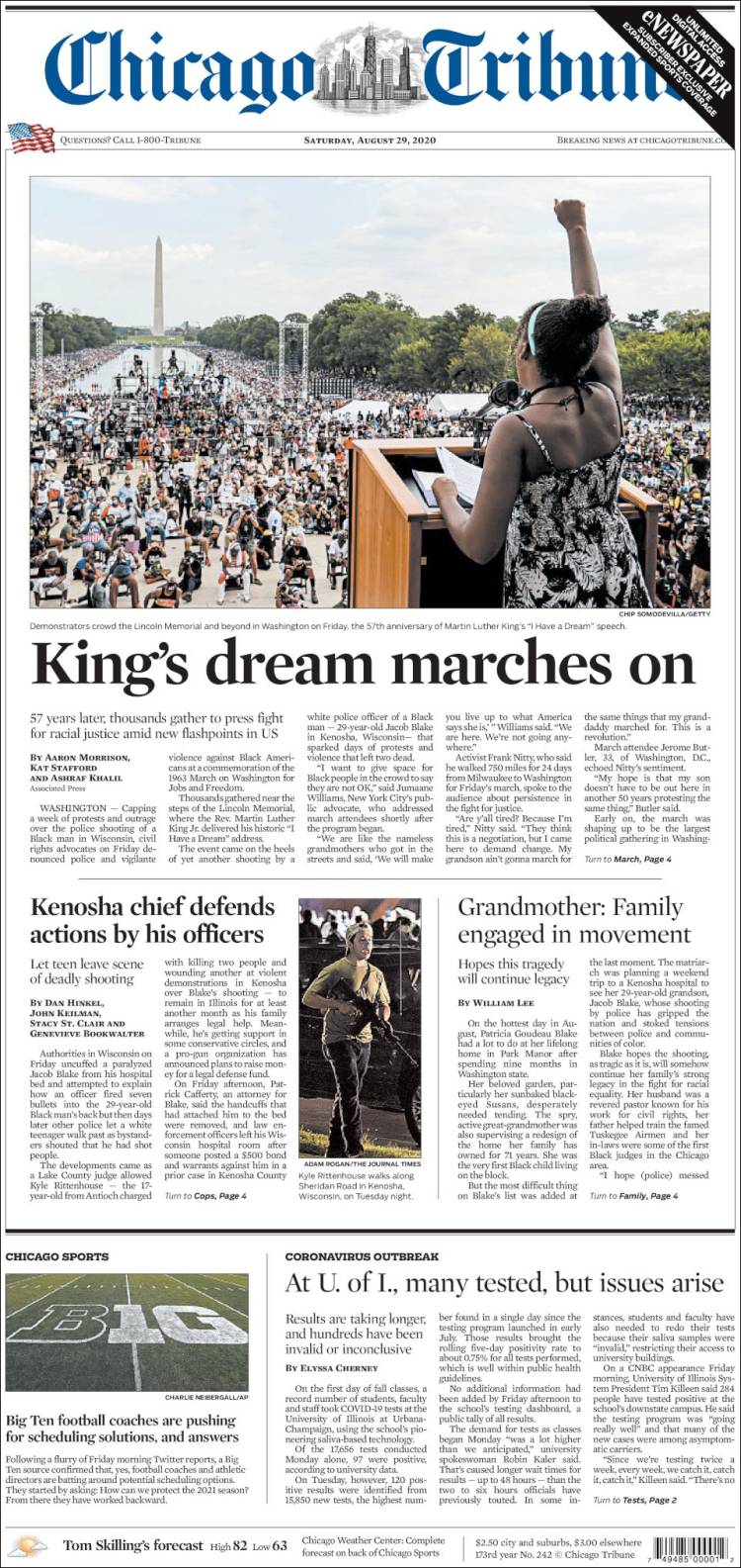 Portada de Chicago Tribune (USA)