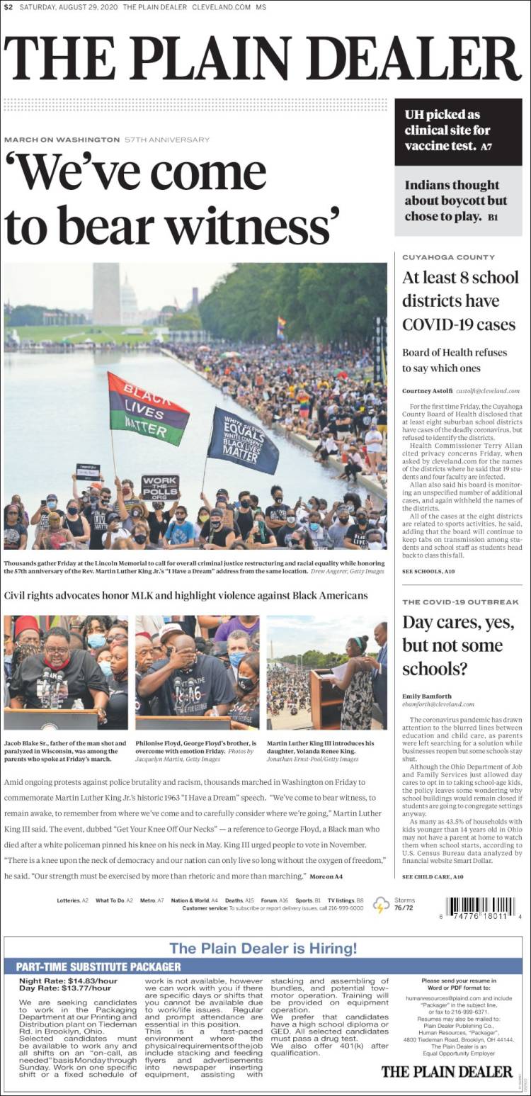 Portada de The Plain Dealer (USA)