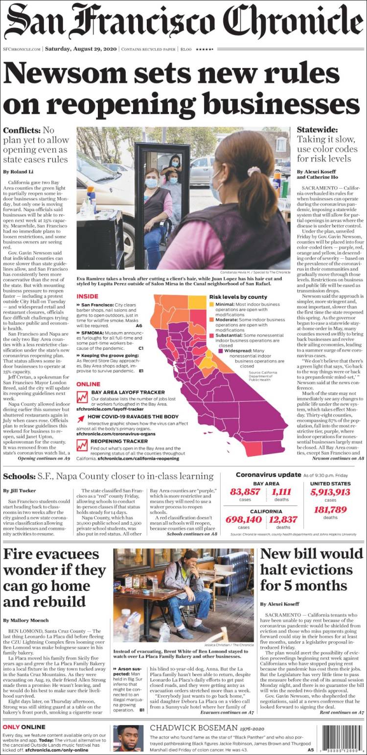 Portada de San Francisco Chronicle (USA)