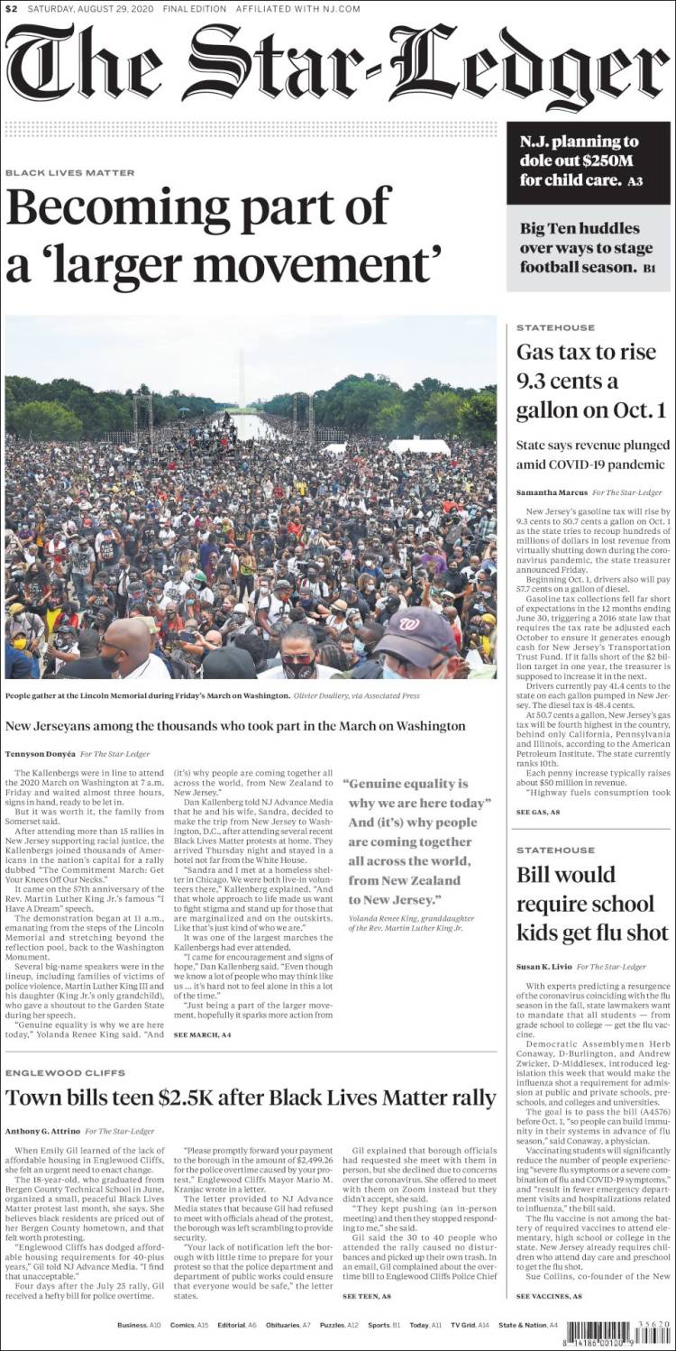 Portada de Star-Ledger (USA)