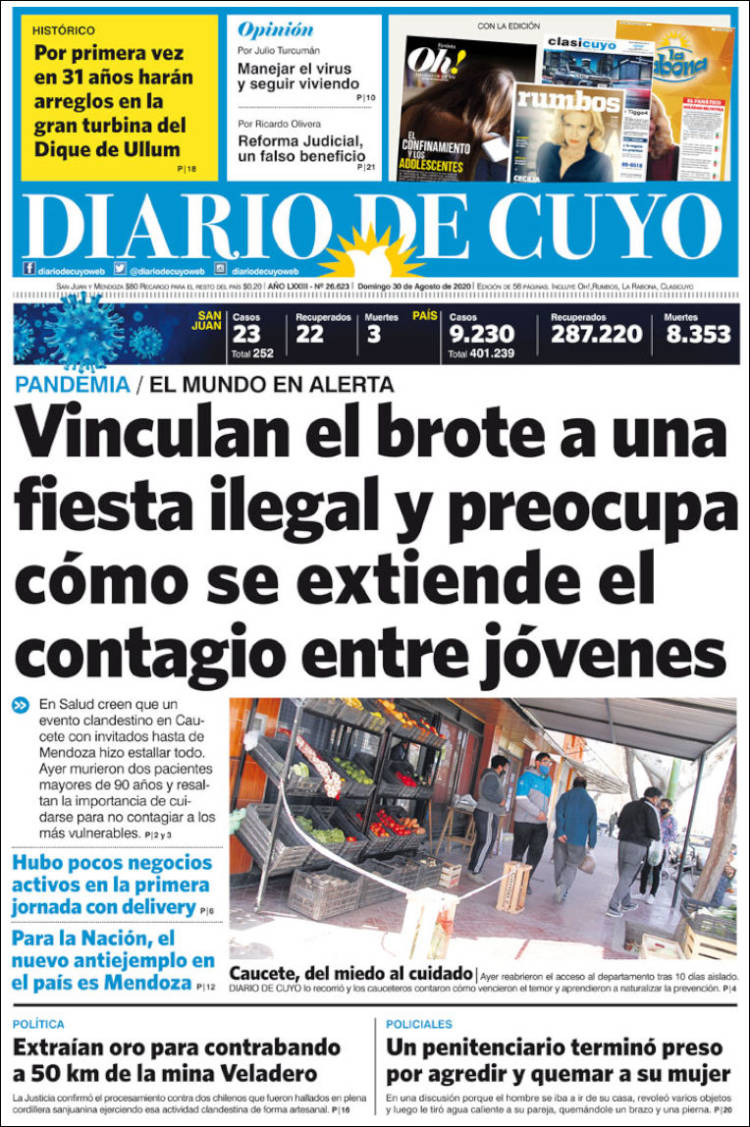 Portada de Diario de Cuyo (Argentina)