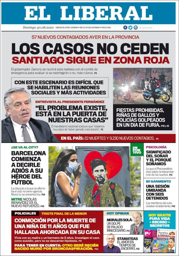 Portada de Diario El Liberal (Argentina)